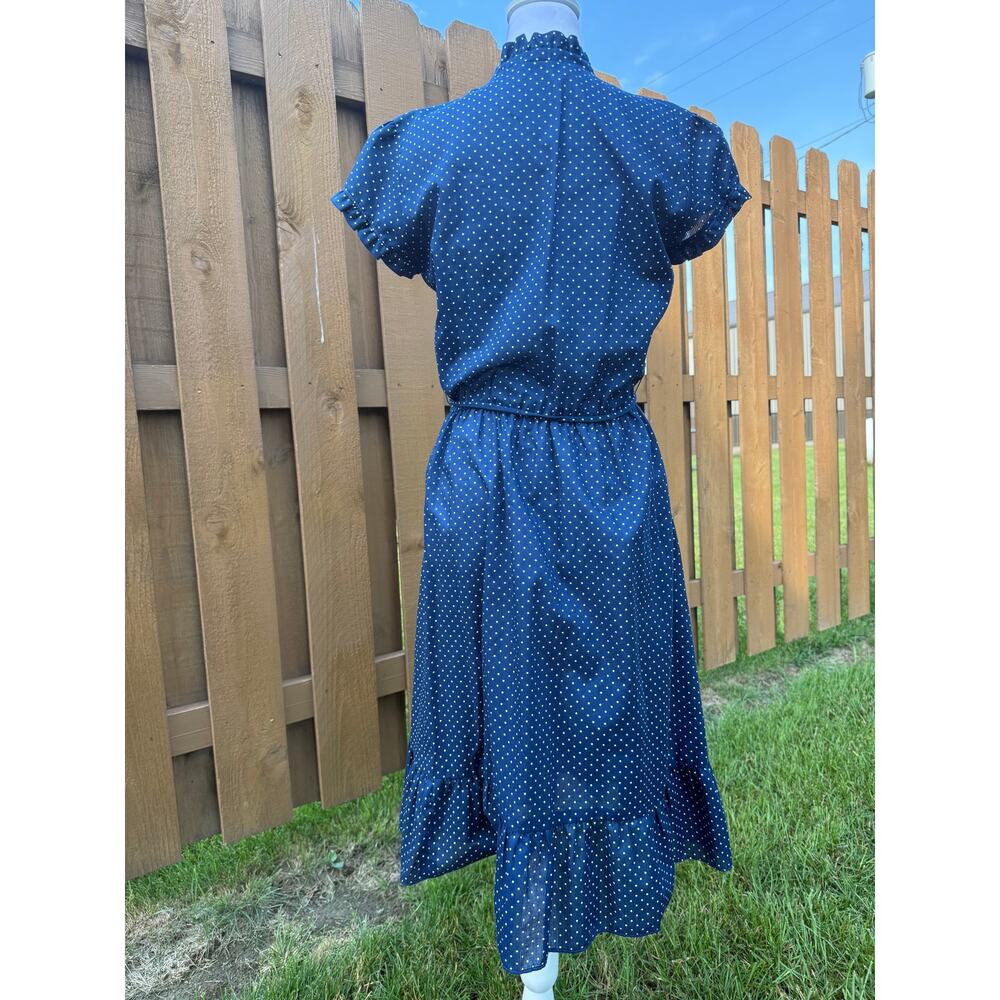Vintage Navy Polka Dot Dress New Raves - Picture 5 of 9